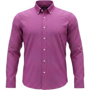 Faherty Reserve The Movement Shirt Mens Large Pink Navy Blue Gingham Stretch L